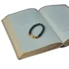 Medicina Tradicional China Pura Mengling 0.8 Bolas de Incienso Chapado en Cobre Dorado Azul Quemado Emblema de Seis Caracteres Adornado Pulsera DIY