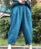 Pantalones casuales de lino para mujer, primavera y verano, estilo retro artístico, holgados, con cordones, cintura ancha y pierna ancha, pantalones Hallen 913
