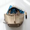 Bolso de Mujer Estilo Cesta de Cuero de Vaca de Primera Capa, Bolso Cubo de Cuero Genuino, Bolso de Mano, Bolso para el Trabajo, Patrón Granulado, Bolso para Mamá para Llevar en la Mano, Ligero