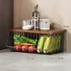 Prateleira de Armazenamento de Frutas e Legumes de Cozinha Cesta de Frutas e Legumes Doméstica de Chão Prateleira de Armazenamento Multi-Camada Móvel para Cebola, Gengibre e Alho