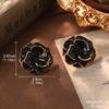 Aretes Retro de Esmalte de Flores Clase Media Elegante Europeos y Americanos Sensación de Alta Gama Circonita 2024 Otoño e Invierno Lujo Ligero Aretes Estilo Francés