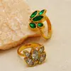 Moda Transfronteriza Europea y Americana Retro Lujo Ligero Temperamento Versátil Anillo Incrustado de Diamantes Acero Inoxidable Oro de 18 Quilates Geométrico Joyería para Manos Venta al por Mayor