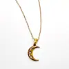 Collar Colgante de Luna con Circonita Incrustada, Nuevo de Moda Transfronterizo Europeo y Americano 2024, Cadena para Clavícula de Moda para Mujer