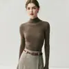 Suéter de lã fio Yangtze finamente fiado gola alta feminino slim fit 2026 Outono/Inverno Nova Chegada suéter de manga longa justo camada base