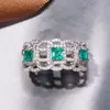 Anillo Hueco Elegante Estilo Corte Huajie para Mujer Joyería de Piedra Preciosa Verde Jade Imitación Venta Directa de Fábrica temu Estilo Engaste de Cera