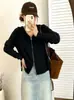 Ropa para mujer de talla grande: chaqueta con capucha y doble cremallera, colección otoño 2026, cárdigan de punto de corte holgado para mujeres con curvas