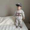 Conjunto de Moletom com Letras de Outono para Bebê Estilo Coreano Roupa Infantil Calça de Moletom de Outono Infantil Conjunto de Duas Peças Roupas de Outono para Menino