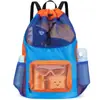 Bolsa de playa de malla grande de alta capacidad, multiusos, de hombro, plegable, para viaje, natación, almacenamiento, bolsa con cordón