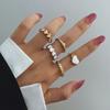 Anillo de Dedo de Aceite de Gota de Amor Nuevo Transfronterizo Juego de 5 Piezas Combinación Nicho Personalidad Geométrico Metal Oro Anillo para Mujer