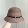 Fivela de Cinto Simples Estilo Coreano Chapéu de Lã Feltro Cor Sólida para Mulheres Moda Outono e Inverno Versátil Quente Elegante Chapéu Bucket Tendência
