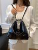 Coreia do Sul Niche Mochila Verão Feminina 2024 Nova Moda Prata Tote Bag All-match Mochila de Grande Capacidade