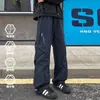 Pantalones de Esquí Impermeables con Forro de Terciopelo para Otoño e Invierno para Hombre, Marca de Moda, Pantalones Cargo Rectos Holgados para Exteriores, Pantalones Casuales Gruesos