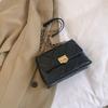 Estilo Hong Kong Retro Cor Sólida Bolsa Pequena Feminina 2024 Nova Bolsa Transversal de Corrente Texturizada Ombro Prisma Pequena Bolsa Quadrada