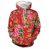Comercio Exterior Transfronterizo Otoño Nuevo Flor Grande Noreste Impresión Digital 3D Suéter de Manga Larga Sudadera con Capucha Casual para Hombre Chaqueta