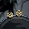 Brincos Cluster de Diamante Cheio de Novo Estilo Transfronteiriços para Homens, Modernos e Versáteis, Brincos de Flor de Íris em Forma de Cruz de Alto Padrão para Mulheres