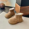 Botas de Nieve de Color Puro Casual para Niños 2025 Nuevas Botas de Algodón de Invierno para Niñas Forradas de Felpa y Engrosadas Zapatos de Algodón Cálidos Grandes para Niños