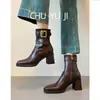 Primer Encuentro: Botines de Tacón Grueso para Mujer Ji Fang, Nueva Colección Otoño/Invierno 2026, Botas Versátiles Adelgazantes, Elegantes Botas Martin de Tacón Alto