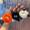 Nuevo colgante de peluche de diablito bola de carbón imitación de pelo de conejo rex para llavero de coche, colgante para mochila escolar, venta al por mayor