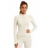 Nuevo Cárdigan de Punto Transfronterizo Cuello Alto Chaqueta Deportiva para Mujer Otoño Invierno Alta Elasticidad Secado Rápido Corte Ajustado Ropa de Yoga Tacto de Alta Gama