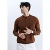Estilo Novo Outono e Inverno Gola Henry Manga Longa Tricô Masculino Slim Business Roupa Externa Camisa Base Comércio Exterior Atacado Transfronteiriço