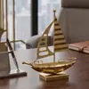 Arte de Hierro Creativo Vela Única Velero de Navegación Fluida Adorno Decoración de Escritorio de Sala de Estar Oficina Regalo de Inauguración de Casa Artesanía