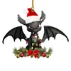 Adornos para Árbol de Navidad Acrílico 2D Dragón Volador con Gorro de Navidad Colgante para Llavero Decoración para Coche para Fiesta de Navidad