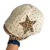 Chapéu de Boina Estrela Estampa de Leopardo Retro Feminino Novo Estilo Outono Início Moda Versátil Emagrecimento Facial Chapéu de Boina Chapéu de Boina de Jovem Quente