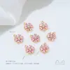Colgante Flor de Seis Pétalos Incrustada con Circonia de Colores, Relleno de Oro de 14 Quilates, Conserva el Color, Accesorio de Joyería para Pulsera y Pendiente Hecho a Mano DIY