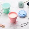 Copo dobrável telescópico de silicone portátil de desenho animado, copo de silicone para animais de estimação ao ar livre