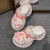 Zuecos de suela gruesa para mujer 2025 verano moda para exteriores versátiles que aumentan la altura antideslizantes de moda sandalias de punta cerrada para mujer