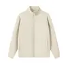 Chaqueta cárdigan de otoño e invierno de 380 g con patrón de diamantes y estructura de capa de aire, cuello alto, top unisex de color liso hecho a medida con estampado de logotipo