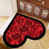 Alfombra de Piso de Flores Estilo Americano Alfombra de Puerta de Baño Doméstico Alfombra Decorativa con Forma de Corazón de Cristal de Terciopelo