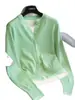 Cárdigan de Punto de Lana de Manga Larga con Cuello Redondo de Color Contrastante para Mujer, Suéter Corto Exterior, Nuevo Estilo Primavera y Verano 2026 H031115