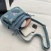 Bolso de Hombro Bordado con Lazo Nuevo, Bolso Cruzado Vintage de Mezclilla, Bolso Grande de Mujer Casual Simple con Múltiples Compartimentos