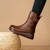 Zapatos de Algodón para Mamá de Comercio Exterior Otoño e Invierno Forrados de Felpa Zapatos de Algodón y Cuero para Mediana Edad y Mayores Suela Suave Suela Gruesa Botas de Tacón Medio Botas de Algodón para Mujer hasta la Pantorrilla