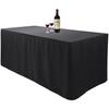 Mantel rectangular de poliéster con borde cruzado de tela de color sólido para bodas, hoteles, restaurantes, banquetes y actividades.