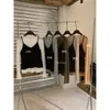 Chaleco casual de terciopelo estilo coreano de otoño color verde limón + Camiseta interior de cuello redondo con encaje de lunares, conjunto de dos piezas 11332