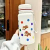 Copo Térmico para Meninas Alto Valor Estudante Grande Capacidade Copo de Isolamento Frio Garrafa de Água Portátil Canudo Duplo para Bebida Copo de Água Infantil