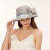 Chapéu feminino de verão com aba larga e tela, chapéu de sol vintage com flor de organza, chapéu de sol para exterior, chapéu de sol para praia