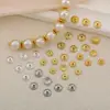 Acessórios de Contas Atacado Banhado a Cobre Cor Dourado 18K Pulseira de Pérola Conserva Cor Colar Contas Espaçadoras Onduladas Redondas Bandeja de Flor DIY