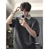 Camisa Polo de Manga Corta Estilo Americano Cleanfit Espiga para Hombre, Diseño de Verano con Cuello de Solapa a Cuadros, Prenda Pesada