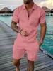 2026 Estilo Nuevo Europeo para Hombre Estación Independiente Fuente Casual Bloque de Color POLO Cremallera Cuello Solapa Camisa Manga Corta Conjunto