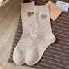 Calcetines de gato aterciopelados, calcetines de media pantorrilla de lunares estilo japonés para mujer, colección de otoño de dibujos animados, estilo preppy lindo, calcetines sin costuras