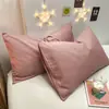 Juego de Fundas de Almohada, Un Par, para Uso Doméstico, Adulto, Algodón Lavado, Funda de Almohada de Color Sólido Simple, Funda de Almohada Estilo Nórdico, Dormitorio, para Mujeres