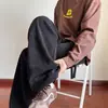 Nova coleção de outono: calça jacquard espinha de peixe texturizada, perna reta, modelagem solta, com cordão, tecido fluido, perna larga, estilo casual, para homens e mulheres