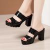 Sandalias de Boca de Pescado para Mujer Verano 2025 Nuevo Plataforma Impermeable Suela Gruesa Tacón Grueso Pantuflas Talla Grande Ropa Exterior Pantuflas de Charol