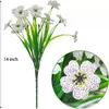 Flores Artificiais Amazon Transfronteiriças Grama de Primavera Violeta Resistente a UV Buquê Artificial para Exterior Flores para Decoração de Jardim Pré-Casamento