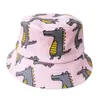 Sombrero de Pescador con Estampado de Dinosaurio Pequeño para Niños Transfronterizo Lindo Sombrero de Cubeta de Dibujos Animados Niños y Niñas Algodón Puro Protección Solar Exterior Sombrero para el Sol