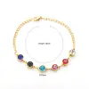 Pulseira de Diamante Redonda Colorida Mista para Joias Transfronteiriças Pulseira de Corrente de Pérola Artificial de Temperamento Pulseira de Aço Inoxidável Banhada a Ouro Fabricante