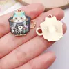 Venta Caliente Transfronteriza Aleación con Goteo de Aceite Taza de Café Gato Taza de Té con Leche Pendientes Colgantes Pulsera Accesorios de Joyería DIY Colgante
